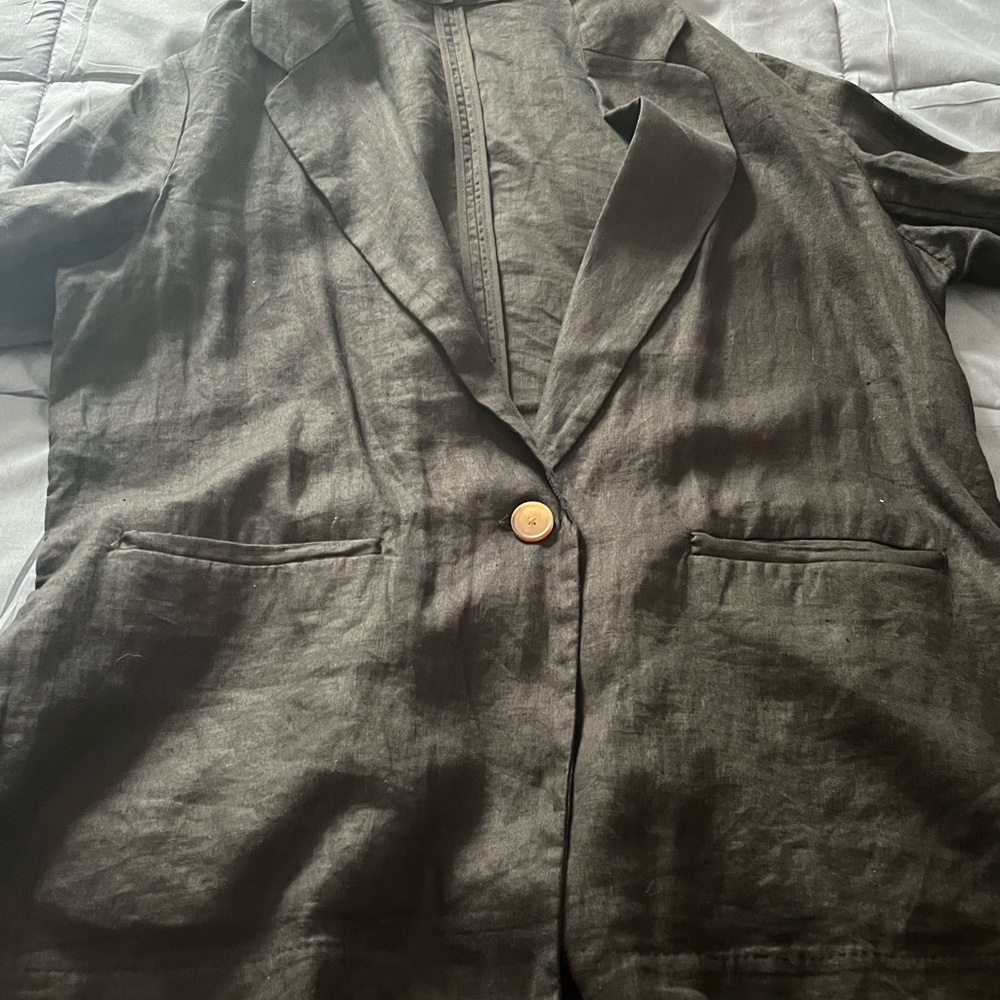 Quince Black Blazer with Button Detail